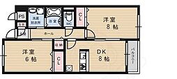 コーポラス伏見 2LDKの間取図画像