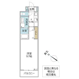 プロムナード 307号室 3階1Kの間取り
