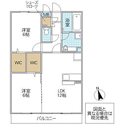 ヴェルブィル 3階2LDKの間取り