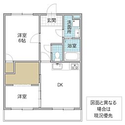 キャッスルツクバMK 2DKの間取図画像