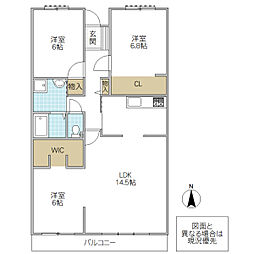 アシュベール二の宮 3LDKの間取図画像