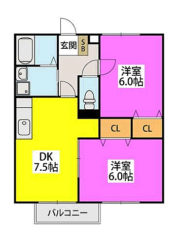 メイプルヴィラ 101｜福岡県福岡市博多区諸岡５丁目(賃貸アパート2DK・1階・47.50㎡)の写真 その2