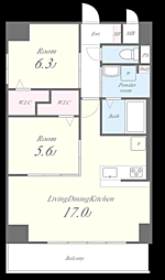 博多グランドレジデンス 2LDKの間取図画像