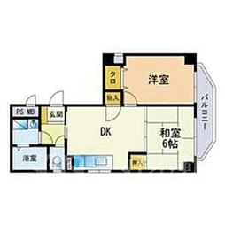 セレス空港東 2DKの間取図画像