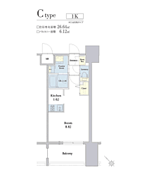 エンクレスト博多駅南SHARE 1Kの間取図画像