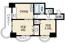 チサンマンション第2天神 2DKの間取図画像