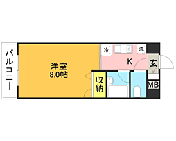 アリターレ博多 1Kの間取図画像