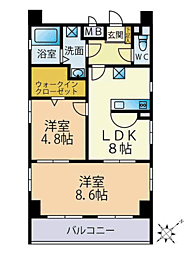 メルヴェイユー薬院 2DKの間取図画像