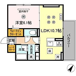 D-ROOM板付 1LDKの間取図画像