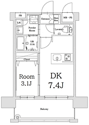 エンクレスト天神GLEE 1DKの間取図画像
