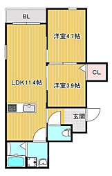 福岡市博多区西春町2丁目アパート 2LDKの間取図画像