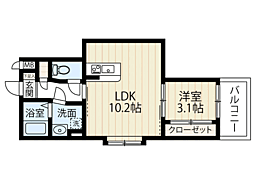 TiaraR1堅粕 1LDKの間取図画像
