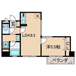 リッツ中央 1LDKの間取図画像