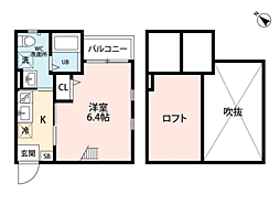 パステルハイツ博多 1Kの間取図画像
