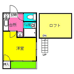 キャニオンオーク竹下 1Kの間取図画像