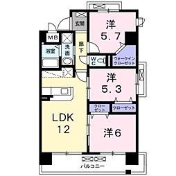 グランデスカイ空港南 3LDKの間取図画像