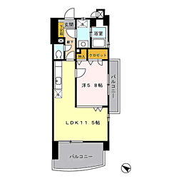 フォルスト平尾 1LDKの間取図画像