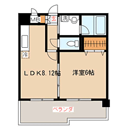 カマラード吉塚 1LDKの間取図画像