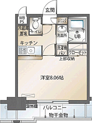 エンクレスト博多駅前2 1Kの間取図画像