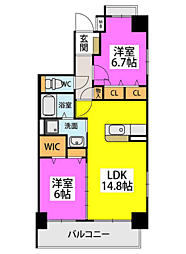 アウラビータ平尾 2LDKの間取図画像