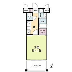 レジディア博多2 1Kの間取図画像