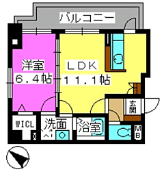 カームヴィラ 1LDKの間取図画像