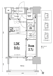 エンクレスト空港通り 1LDKの間取図画像