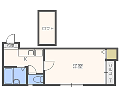 グランディール吉塚 1Kの間取図画像