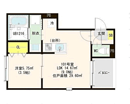 ハーモニーテラス相生町 1LDKの間取図画像