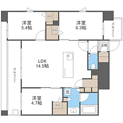 エンクレスト博多EXCEED 3LDKの間取図画像