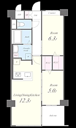 APエルテージ地行 2LDKの間取図画像