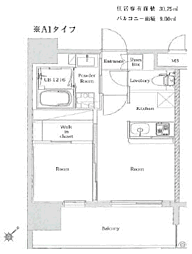 エンクレスト薬院NOBLE 1DKの間取図画像