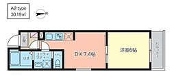 JR高崎線 尾久駅 徒歩5分の賃貸マンション 5階1DKの間取り