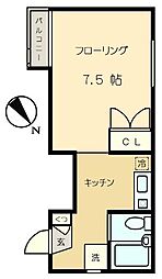 小田急小田原線 祖師ヶ谷大蔵駅 徒歩9分の賃貸アパート 2階1Kの間取り