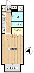 E・ソラール 1Kの間取図画像