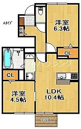 Pleasure 1階2LDKの間取り