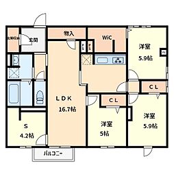 シーレックスParque 1階3SLDKの間取り