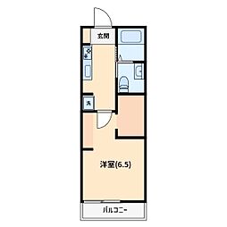 リバーフィールド鈴谷 1階1Kの間取り