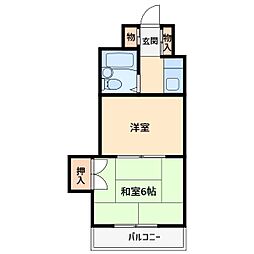 第16ユーセードムス 2Kの間取図画像