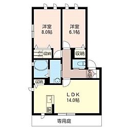 サングレイス八王子 2LDKの間取図画像