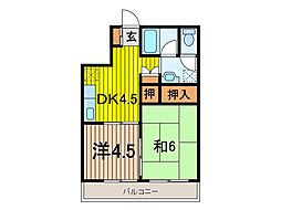 トリエールもとまち 2DKの間取図画像