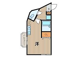 リファインド領家 ワンルームの間取図画像