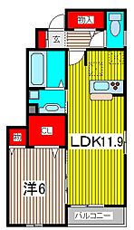 サニーフラット 1LDKの間取図画像