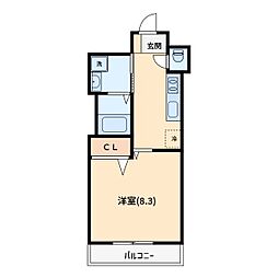 グレースタウンミソノ 1Kの間取図画像