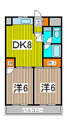 第二春日ビル 2DKの間取図画像