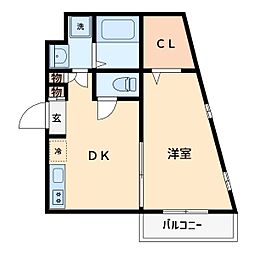 曲本パレス 1DKの間取図画像