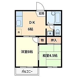 グランドハイツ 2DKの間取図画像