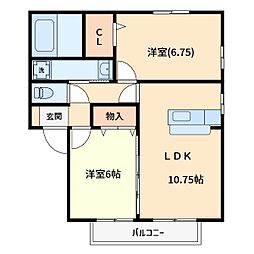 リビングタウン東浦和B 2LDKの間取図画像