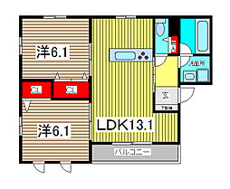 サン・ヴェルデ 2LDKの間取図画像