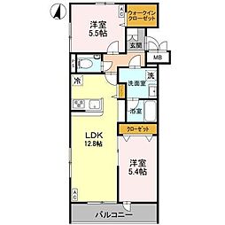 クラッセ 2LDKの間取図画像